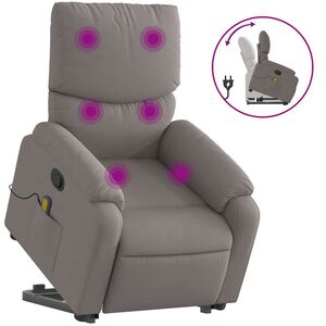 vidaXL Massagef&aring;t&ouml;lj med uppresningshj&auml;lp taupe tyg