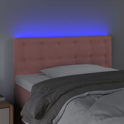 vidaXL Sänggavel LED rosa 90x5x78/88 cm sammet