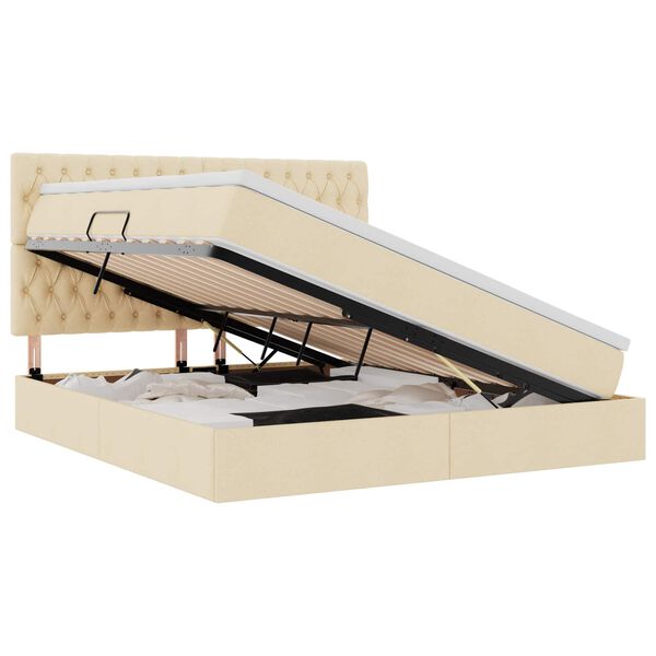 vidaXL F&ouml;rvaringss&auml;ng med LED med madrass Kr&auml;m 180 x 200 cm Polyester