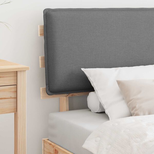 vidaXL S&auml;ngram med Kl&auml;dd Huvudgavel Ljusgr&aring; 90 x 190 cm Massiv furu