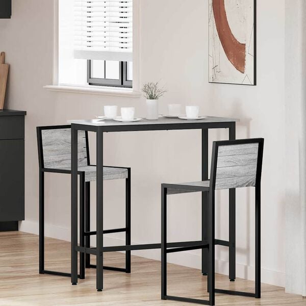 vidaXL bord Gr&aring; Sonoma 100 x 40 x 100,5 cm Konstruerat tr&auml; och st&aring;l