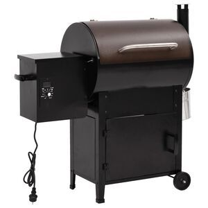 vidaXL Pelletsgrill med skorsten svart 104 cm j&auml;rn