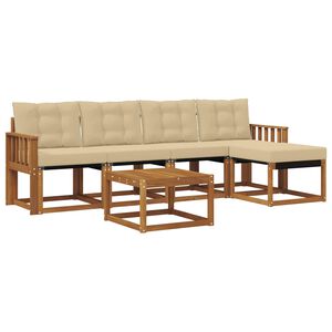 vidaXL Utomhussoffset med kudde 6 pcs Naturlig och Beige