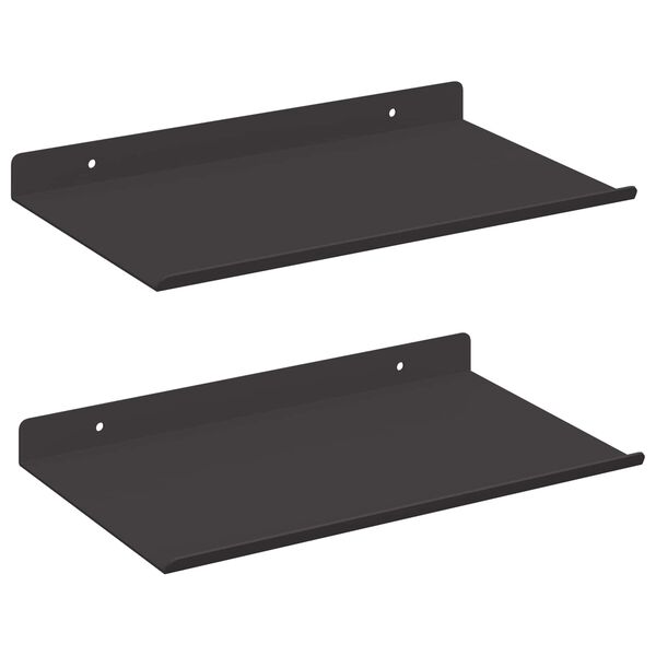 vidaXL V&auml;gg hylla med hylla med lagring 2 pcs Svart 30 x 17,5 x 2,5 cm