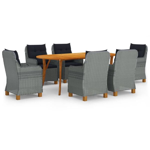 vidaXL Matgrupp f&ouml;r tr&auml;dg&aring;rden 7 delar ljusgr&aring;