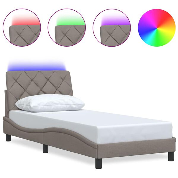 vidaXL Bed Frame with LED without Mattress Taupe 80x200 cm Fabric