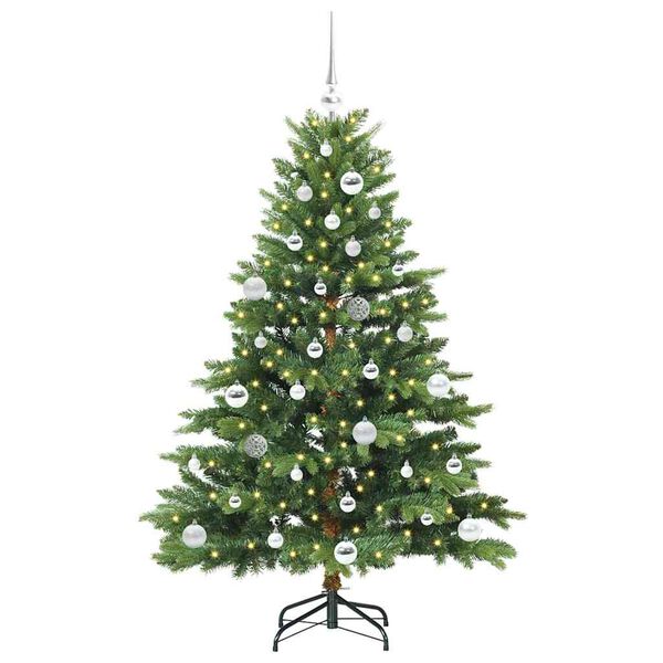 vidaXL Konstgjord julgran med 150 LED-lampor Gr&ouml;n 150 cm PE och PVC