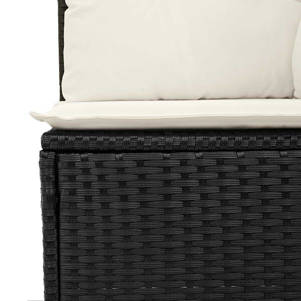 vidaXL Trädgårdsoffset med kudde 6 pcs Svart, kräm Poly rattan