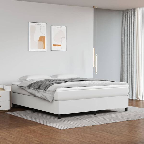 vidaXL Boxspring-s&auml;ngram vit 180x200 cm konstl&auml;der