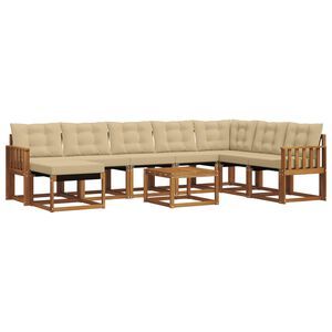 vidaXL Utomhussoffset med kudde 9 pcs Naturlig och Beige