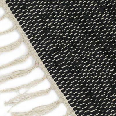 vidaXL Handvävd matta Chindi läder 190x280 cm ljusgrå och svart
