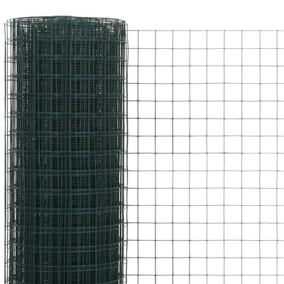 vidaXL Hönsnät stål med PVC-beläggning 25x1,5 m grön