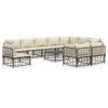 vidaXL Loungegrupp 11 delar med dynor antracit konstrotting