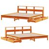vidaXL S&auml;ng med bokhylla utan madrass vaxbrun 180x200cm massiv furu