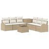 vidaXL Soffset 8 st Beige och kr&auml;mvit Poly Rattan och st&aring;l