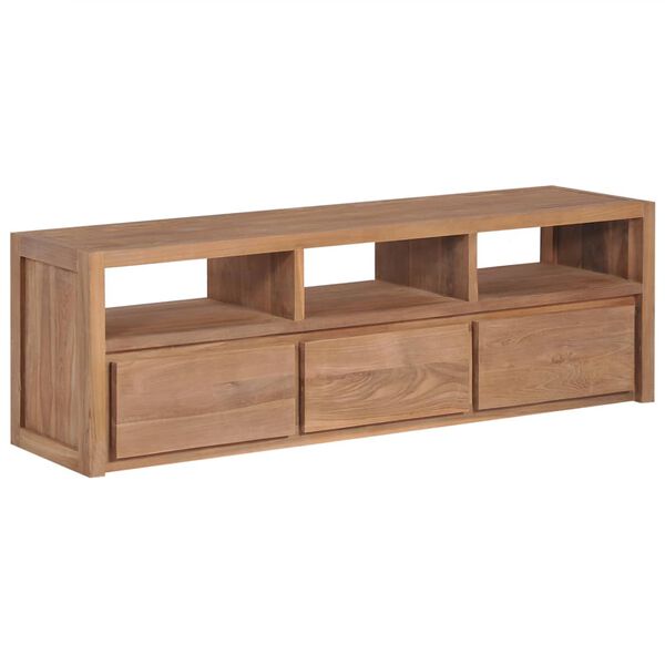 vidaXL TV-bänk massiv teak med naturlig finish 120x30x40 cm