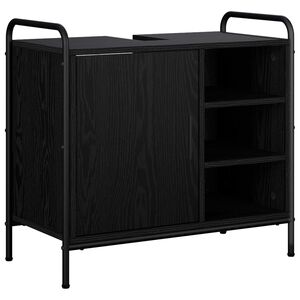 vidaXL Badrumssk&aring;p Svart ek 65,5 x 34 x 61 cm Konstruerat tr&auml;