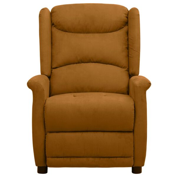 vidaXL Massagefåtölj med uppresningshjälp brun mikrofibertyg