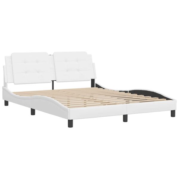 vidaXL Bed Frame without Mattress "Zadar" White 160x200 cm Faux Leather