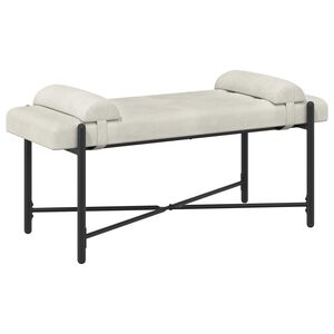 vidaXL Knappstoppad b&auml;nk med kuddar Gr&auml;ddvit 110 x 40 x 46 cm Sammet