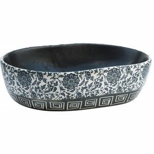 vidaXL Handfat svart och bl&aring; oval 47x33x13 cm keramik