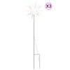 vidaXL Stj&auml;rnor med spett LED 3 st vikbar vit 35 cm
