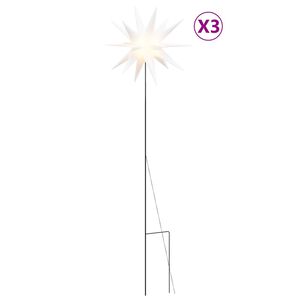 vidaXL Stj&auml;rnor med spett LED 3 st vikbar vit 35 cm