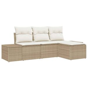 vidaXL Tr&auml;dg&aring;rdsoffset 4 pcs Beige och gr&auml;ddf&auml;rgad konstrotting