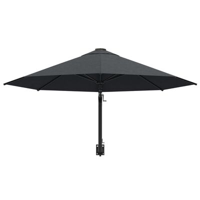 vidaXL Väggmonterat parasoll med metallstång 300 cm antracit