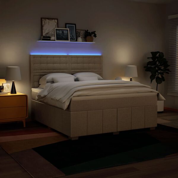 vidaXL Rams&auml;ng med madrass gr&auml;ddvit 180x200 cm tyg