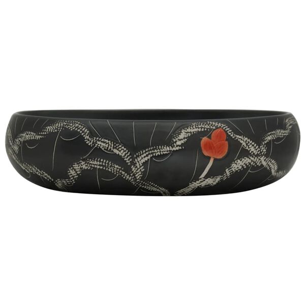 vidaXL Handfat svart oval 59x40x15 cm keramik