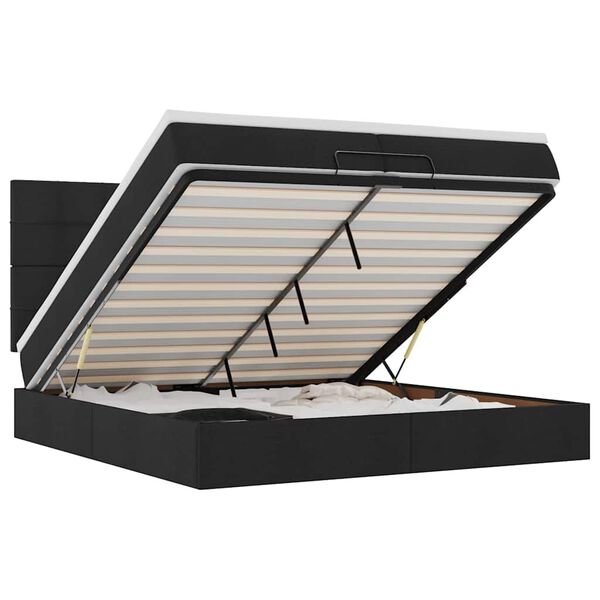 vidaXL Ottoman s&auml;ngram med madrasser svart 200x200 cm tyg