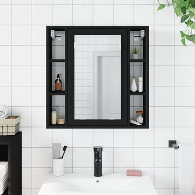 vidaXL Spegelskåp för badrum svart 60x16x60 cm konstruerat trä