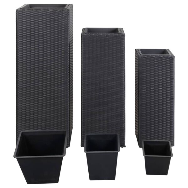 vidaXL Blomkrukor upphöjda 3 st konstrotting svart