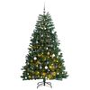 vidaXL Plastgran med g&aring;ngj&auml;rn 300 LEDs & kulor 210 cm