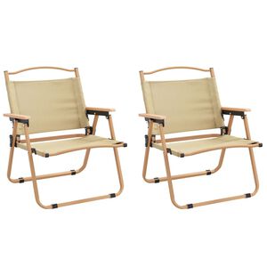 vidaXL Campingstolar 2 st Beige 54x43x59cm oxfordtyg