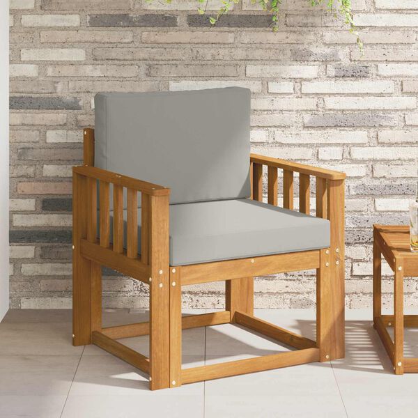 vidaXL Utomhussoffa Massivt akaciatr&auml; och polyester Naturlig