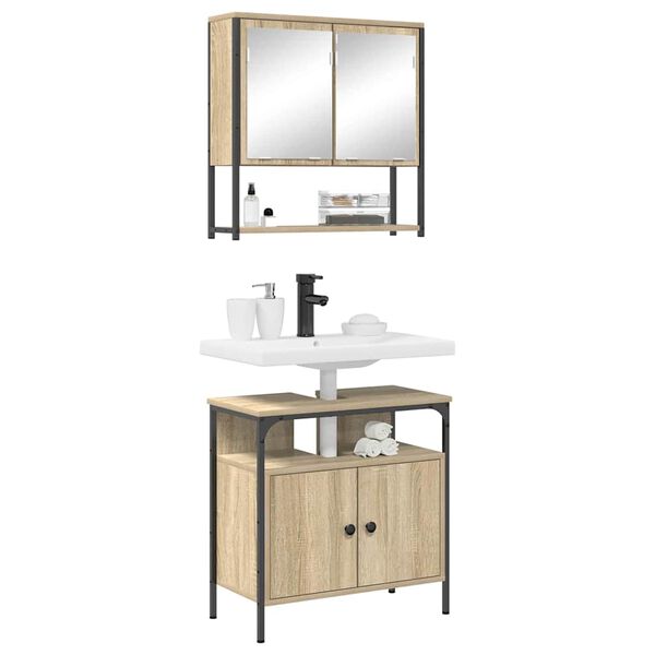 vidaXL Badrumsm&ouml;belset 2 pcs Brun 60 x 30 x 60 cm Konstruerat tr&auml;