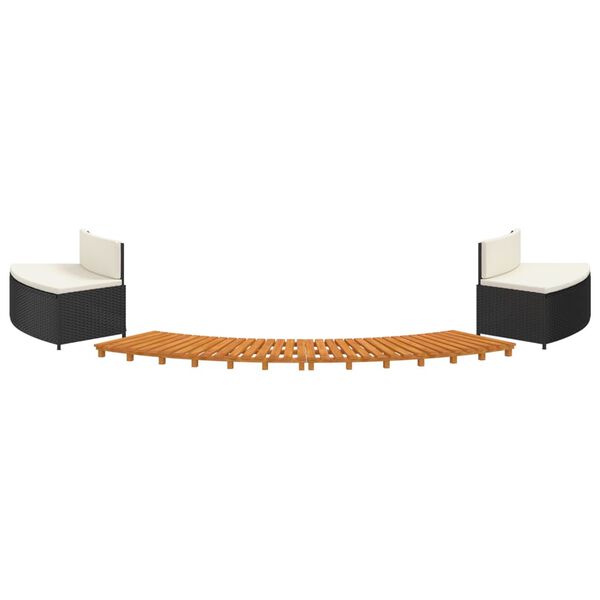 vidaXL Kant till spabad svart konstrotting och massivt akaciatr&auml;