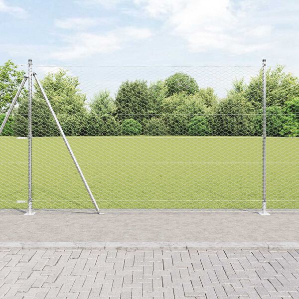 vidaXL St&auml;ngselstolpe Silver 10 x 1,5 m (36 mm n&auml;t) St&aring;l