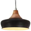 vidaXL H&auml;nglampa industriell svart j&auml;rn & massivt tr&auml; 26 cm E27