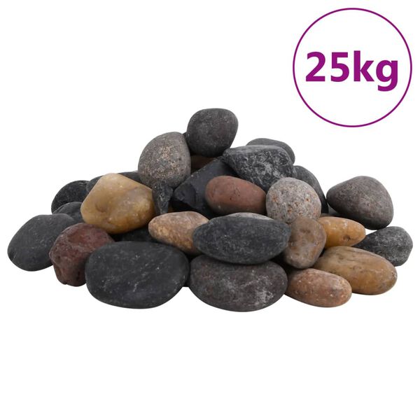 vidaXL Polerad sm&aring;sten 25 kg blandade f&auml;rger 5-8 cm