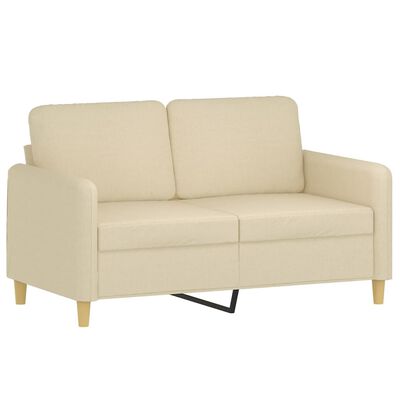 vidaXL 2-sits soffa med prydnadskuddar gräddvit 120 cm tyg