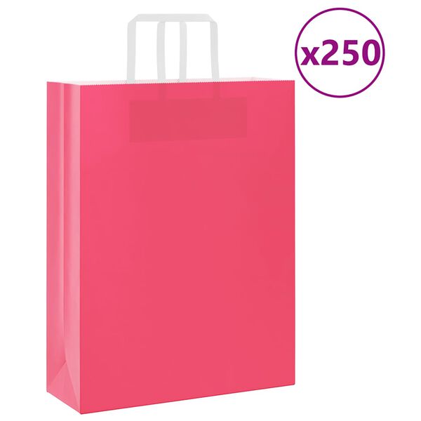 vidaXL Pappersp&aring;sar 250 st med handtag rosa 32x12x42 cm