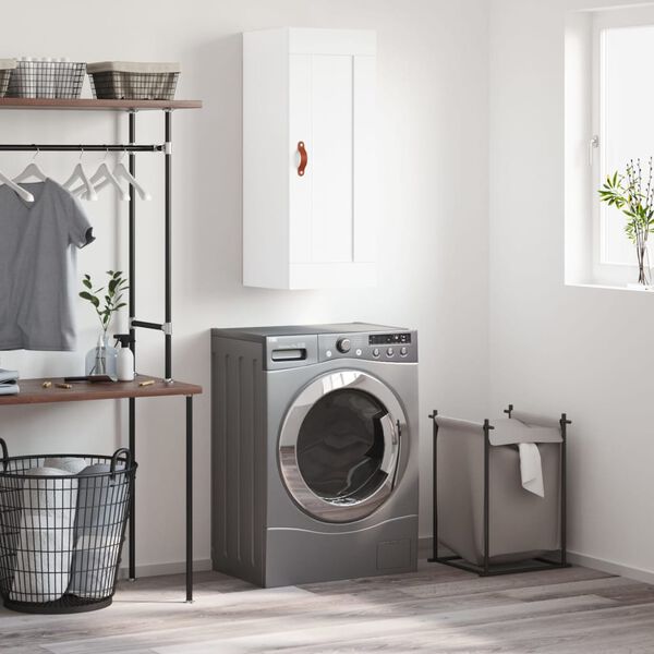 vidaXL V&auml;ggsk&aring;p vit 34,5x34x90 cm konstruerat tr&auml;