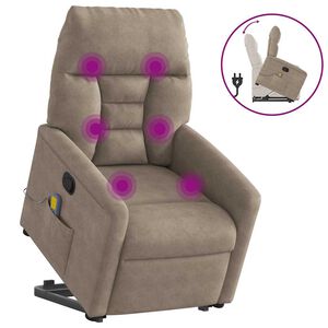 vidaXL Massagef&aring;t&ouml;lj med uppresningshj&auml;lp taupe mikrofibertyg