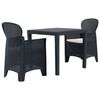 vidaXL Caf&eacute;set 3 delar plast antracit konstrotting