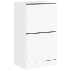 vidaXL Skosk&aring;p med 2 flip-l&aring;dor vit 60x42x108 cm