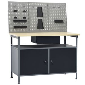 vidaXL Arbetsb&auml;nk med 3 v&auml;ggpaneler