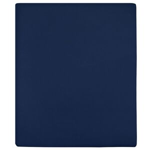 vidaXL Dra-p&aring;-lakan jersey marinbl&aring; 90x200 cm bomull